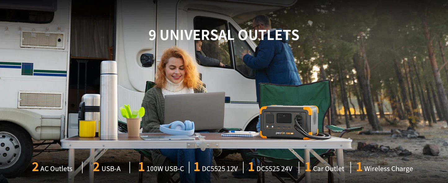 Pecron E300LFP Portable Power Station 600W 288Wh LiFePO4 Battery Solar Generator Power Bank Fast Charging for Home , RV, Camping