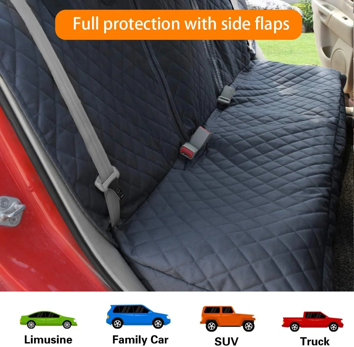 Car seat cover with side flaps providing full protection