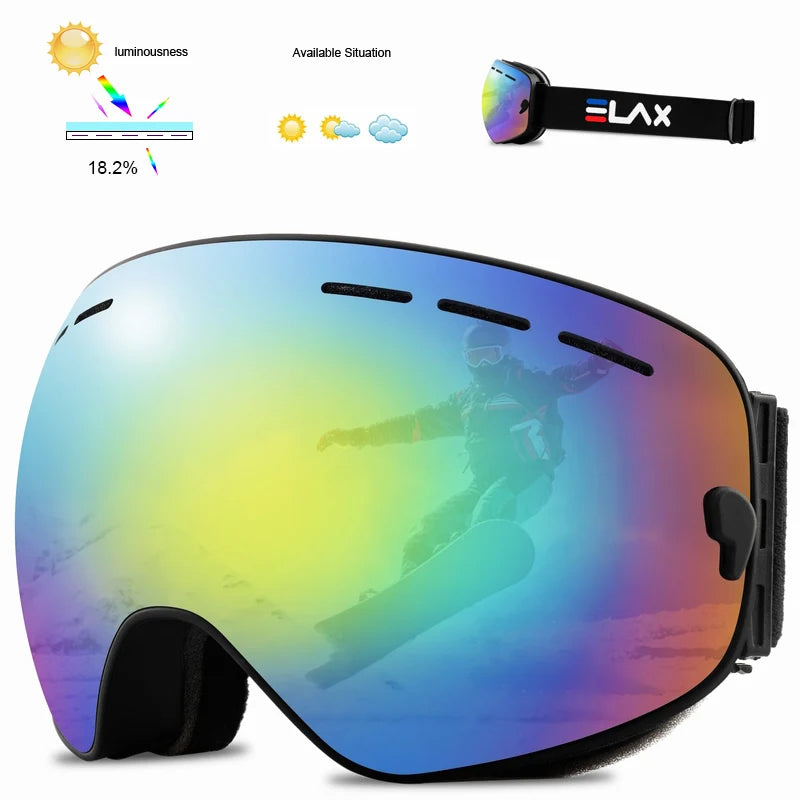 ELAX BRAND NEW Double Layers Anti-Fog Ski Goggles Snow Snowboard Glasses Snowmobile Eyewear Outdoor Sport Googles