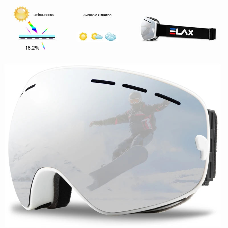 ELAX BRAND NEW Double Layers Anti-Fog Ski Goggles Snow Snowboard Glasses Snowmobile Eyewear Outdoor Sport Googles