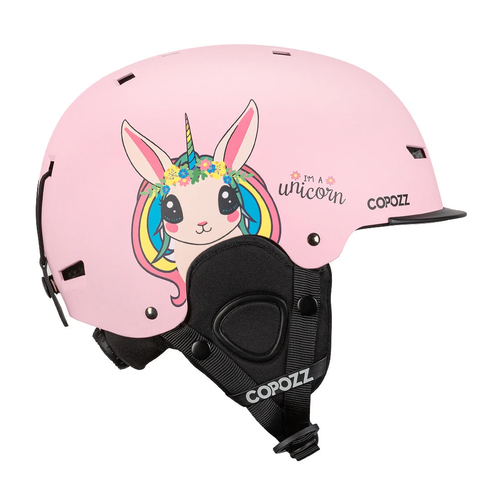 COPOZZ New Ski helmet Cartoons Half-covered Anti-impact Safety Helmet Cycling Ski Snowboard Sports Helmet For Adult and Kids