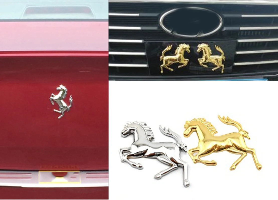 3D Metal Running Horse Emblem Decal Stickers For Ferrari 458 488 599 Car Fender Window Bumper Body Badge Car Styling Accessories