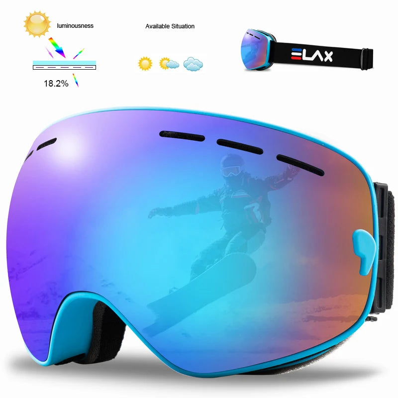 ELAX BRAND NEW Double Layers Anti-Fog Ski Goggles Snow Snowboard Glasses Snowmobile Eyewear Outdoor Sport Googles