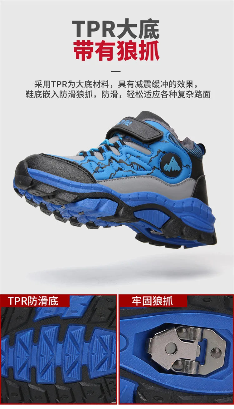New Classic Snow Boot Boy Wear Resisting Outdoor Sports Hiking Shoes Climbing Shoes Anti Skid Claw Footwear Children Sneakers