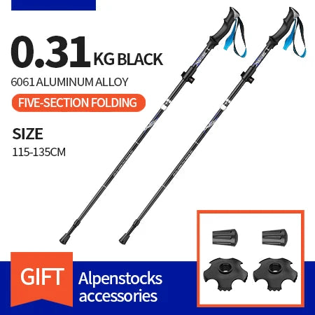 BSWOLF 2Pcs Ultralight Trekking Poles Walking Sticks Hiking Canes Folding Aluminum Walking Pole Nodic Walking Sticks