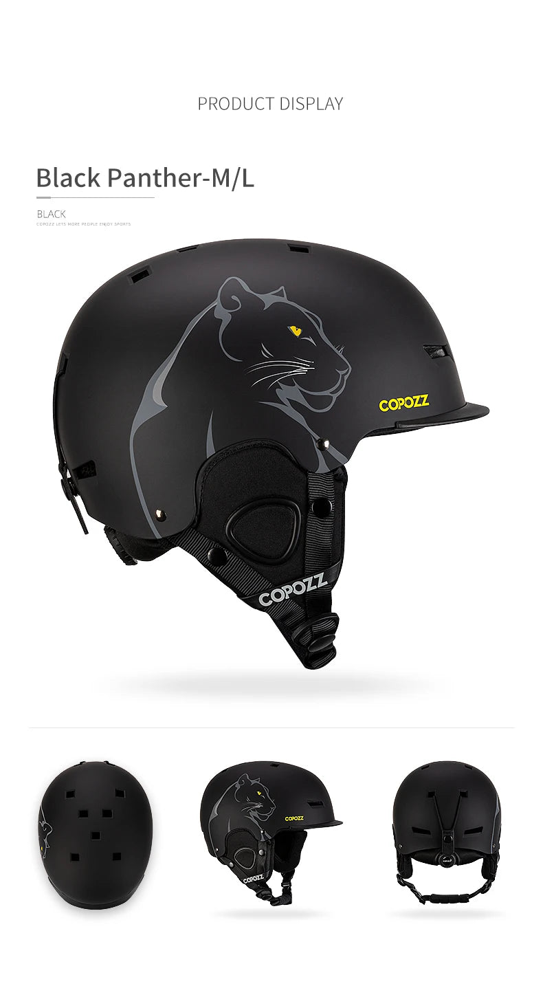 COPOZZ New Ski helmet Cartoons Half-covered Anti-impact Safety Helmet Cycling Ski Snowboard Sports Helmet For Adult and Kids