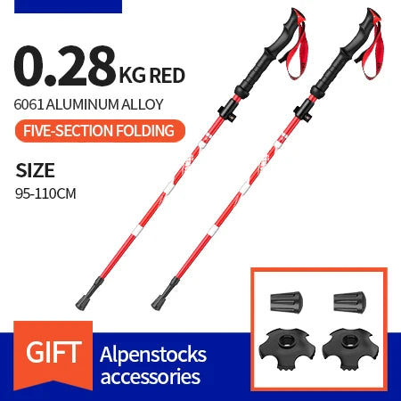 BSWOLF 2Pcs Ultralight Trekking Poles Walking Sticks Hiking Canes Folding Aluminum Walking Pole Nodic Walking Sticks