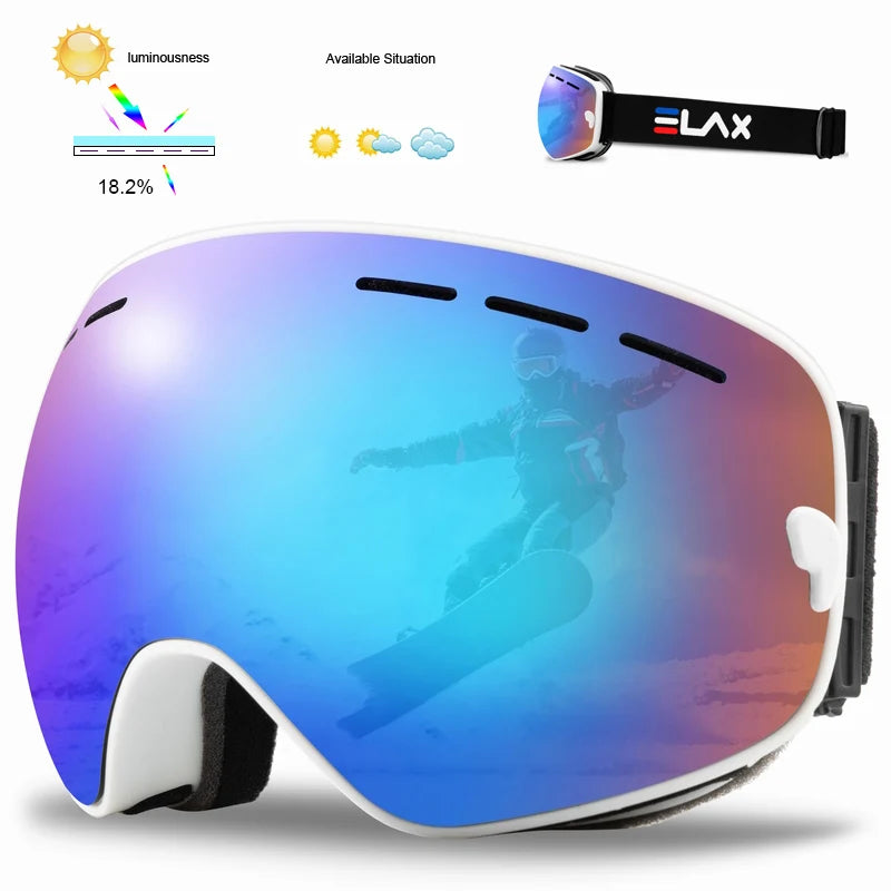 ELAX BRAND NEW Double Layers Anti-Fog Ski Goggles Snow Snowboard Glasses Snowmobile Eyewear Outdoor Sport Googles