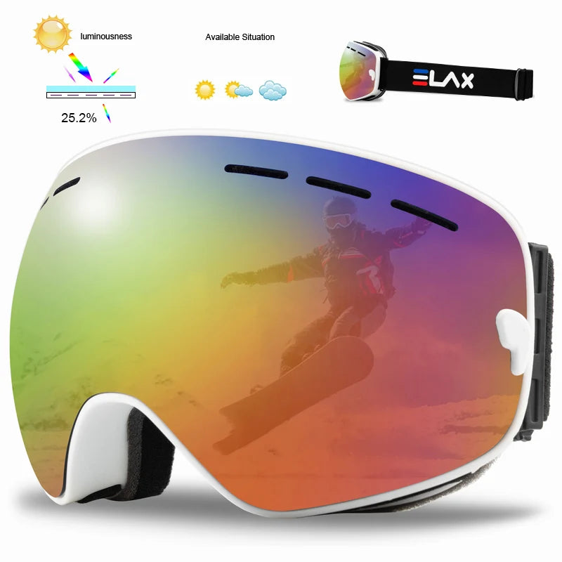 ELAX BRAND NEW Double Layers Anti-Fog Ski Goggles Snow Snowboard Glasses Snowmobile Eyewear Outdoor Sport Googles
