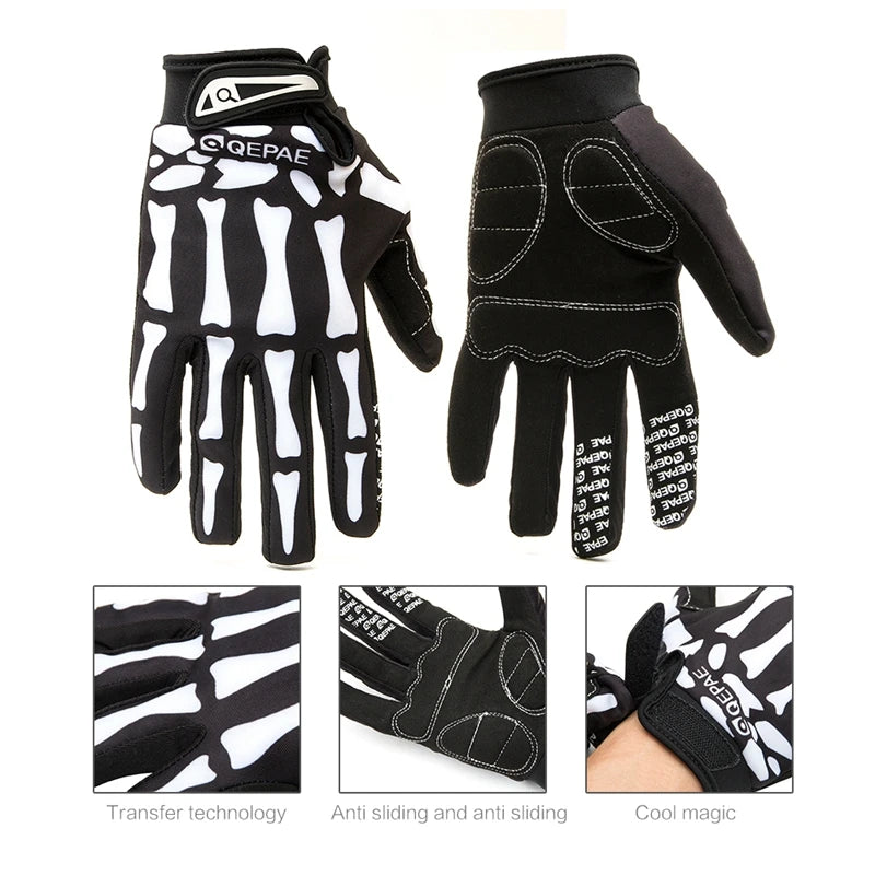 Skull Full Finger Knuckle Glove Anti-slip Mittens Motorcycle Cycling Winter Warm Mitten Unisex Sport Gloves Bicycle Equipment