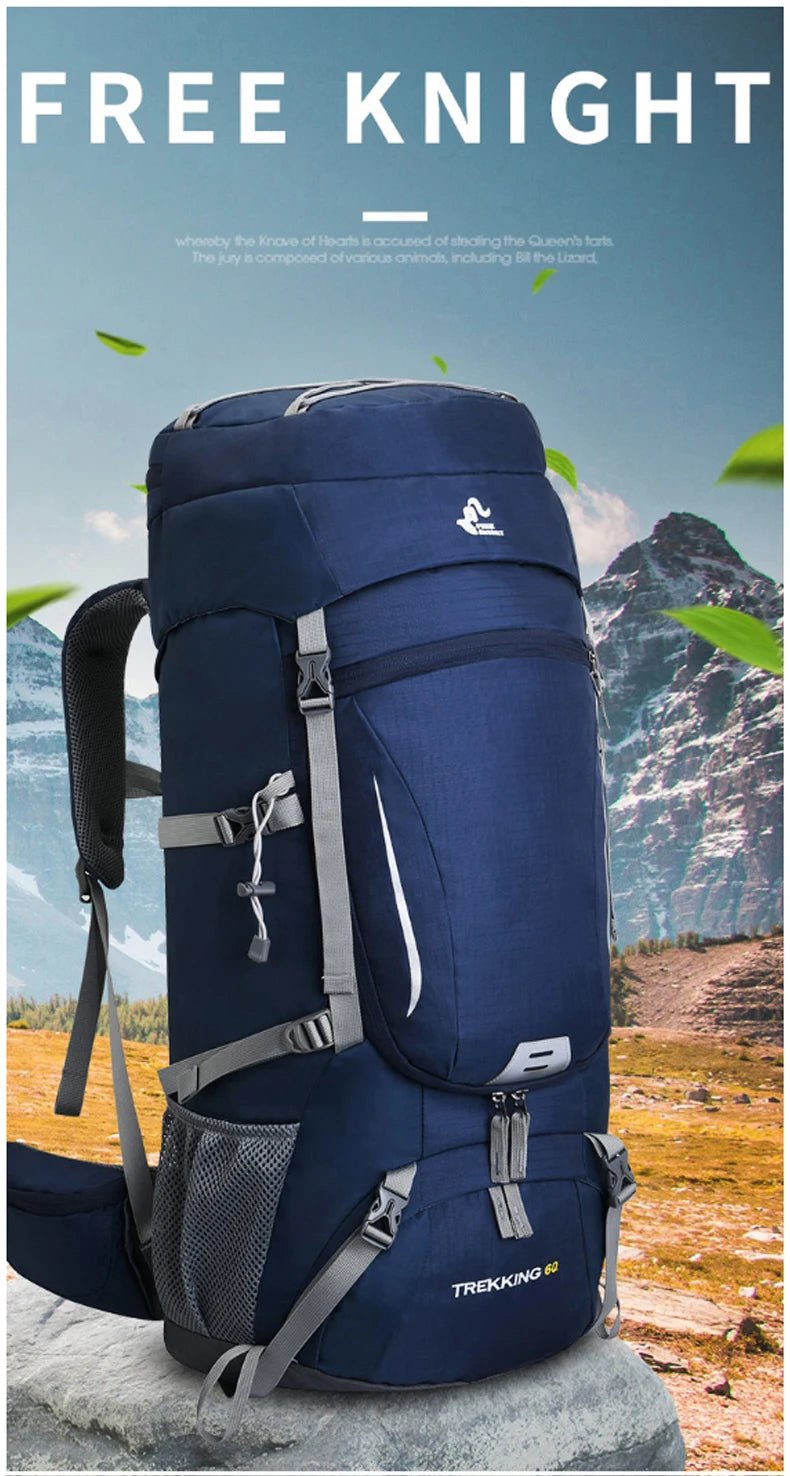 Men's 60L Large Hiking Mountaineering Backpack Climbing Hiking Backpack Camping Backpack Sport Outdoor Rucksack Bag XA108Y