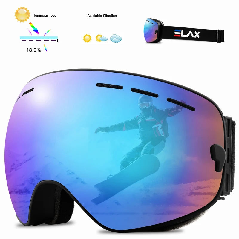 ELAX BRAND NEW Double Layers Anti-Fog Ski Goggles Snow Snowboard Glasses Snowmobile Eyewear Outdoor Sport Googles