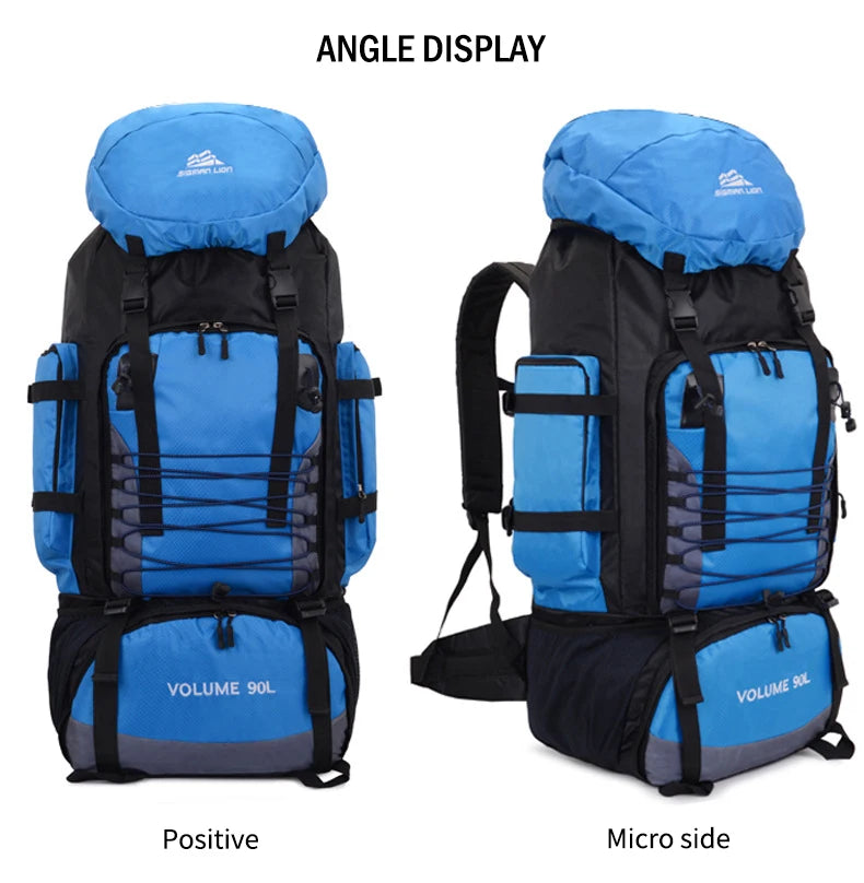 Large 90L Travel Bag Camping Backpack Hiking Army Climbing Bags Mountaineering Sport Bag Outdoor Shoulder Rucksack Men Women