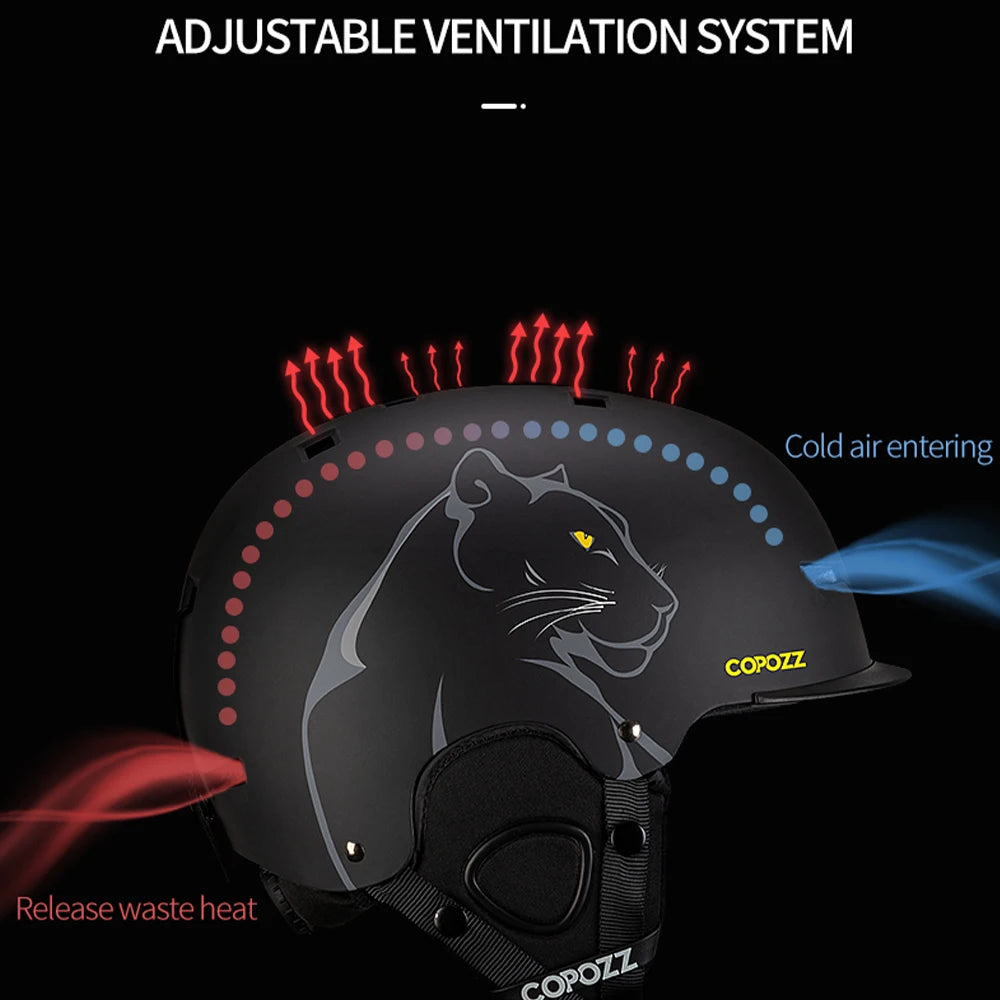 COPOZZ New Ski helmet Cartoons Half-covered Anti-impact Safety Helmet Cycling Ski Snowboard Sports Helmet For Adult and Kids