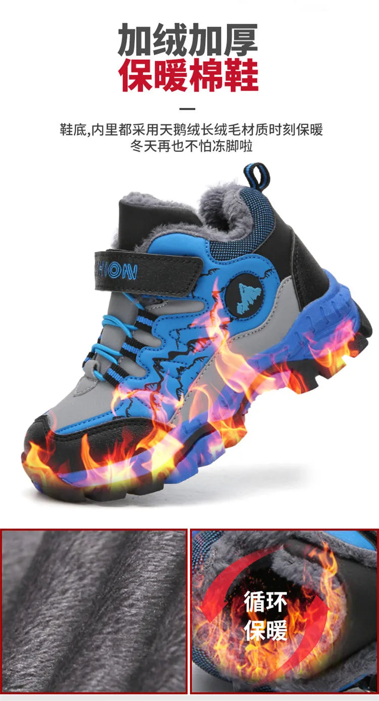 New Classic Snow Boot Boy Wear Resisting Outdoor Sports Hiking Shoes Climbing Shoes Anti Skid Claw Footwear Children Sneakers
