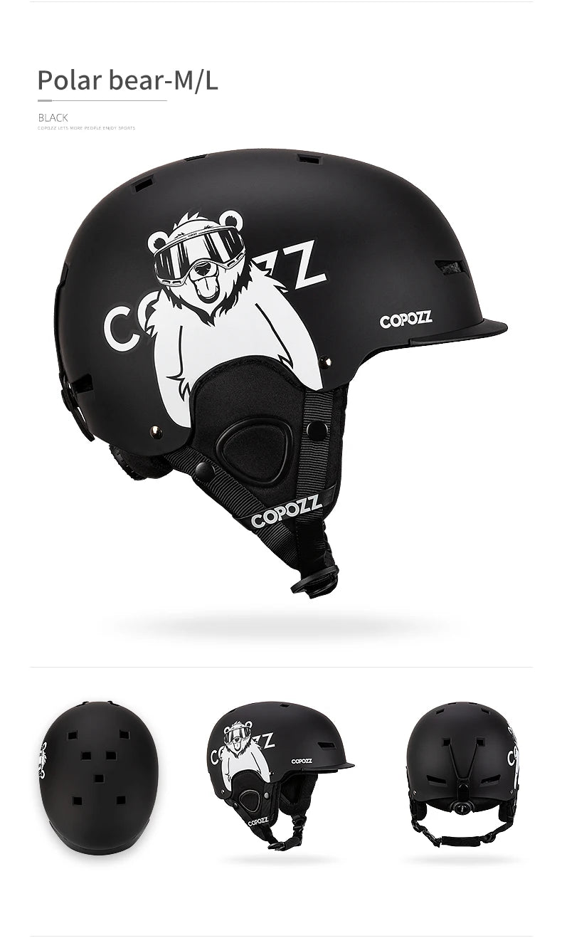 COPOZZ New Ski helmet Cartoons Half-covered Anti-impact Safety Helmet Cycling Ski Snowboard Sports Helmet For Adult and Kids
