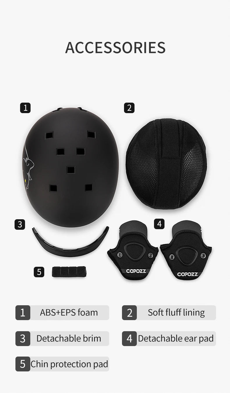 COPOZZ New Ski helmet Cartoons Half-covered Anti-impact Safety Helmet Cycling Ski Snowboard Sports Helmet For Adult and Kids