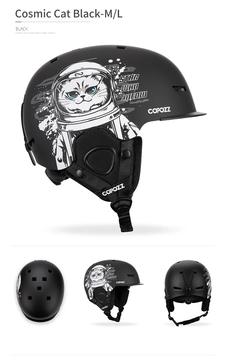 COPOZZ New Ski helmet Cartoons Half-covered Anti-impact Safety Helmet Cycling Ski Snowboard Sports Helmet For Adult and Kids