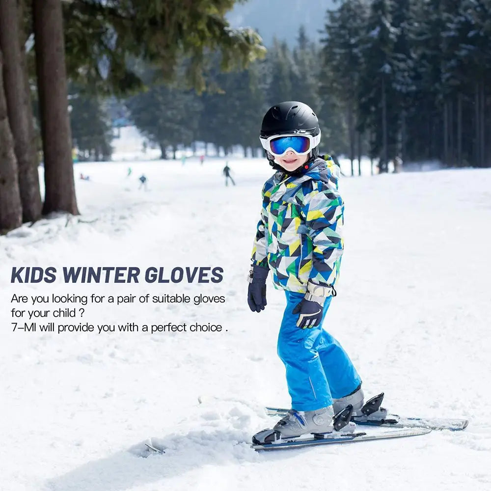 Winter Kids Snowboard Ski Gloves Nylon Non-slip Children Boys Girls Waterproof Cycling Thermal Fleece Warm Snow Gloves
