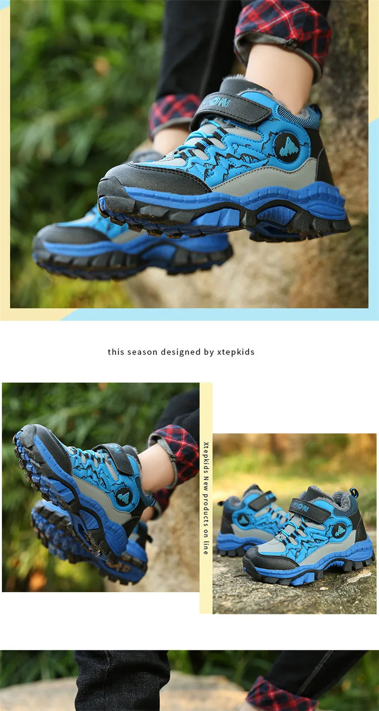 New Classic Snow Boot Boy Wear Resisting Outdoor Sports Hiking Shoes Climbing Shoes Anti Skid Claw Footwear Children Sneakers