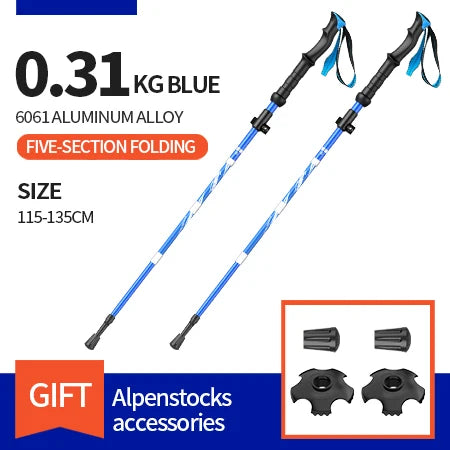 BSWOLF 2Pcs Ultralight Trekking Poles Walking Sticks Hiking Canes Folding Aluminum Walking Pole Nodic Walking Sticks
