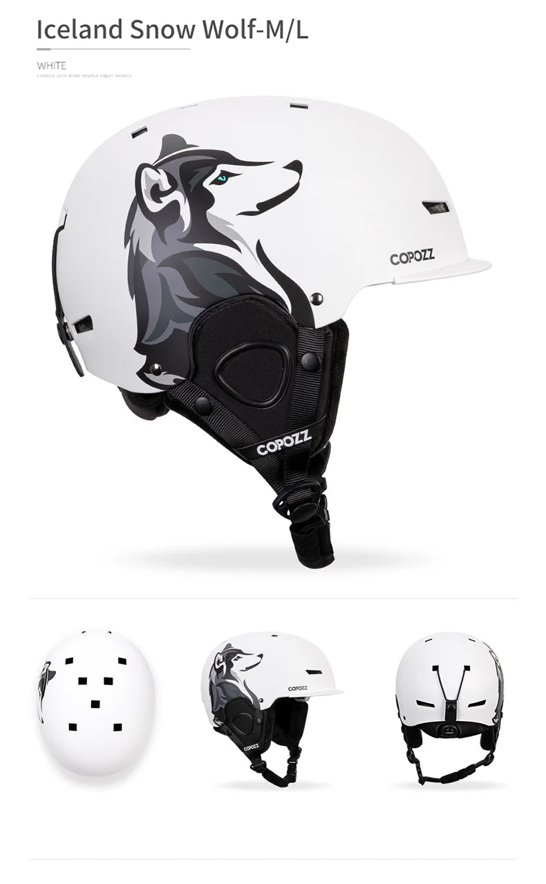 COPOZZ New Ski helmet Cartoons Half-covered Anti-impact Safety Helmet Cycling Ski Snowboard Sports Helmet For Adult and Kids