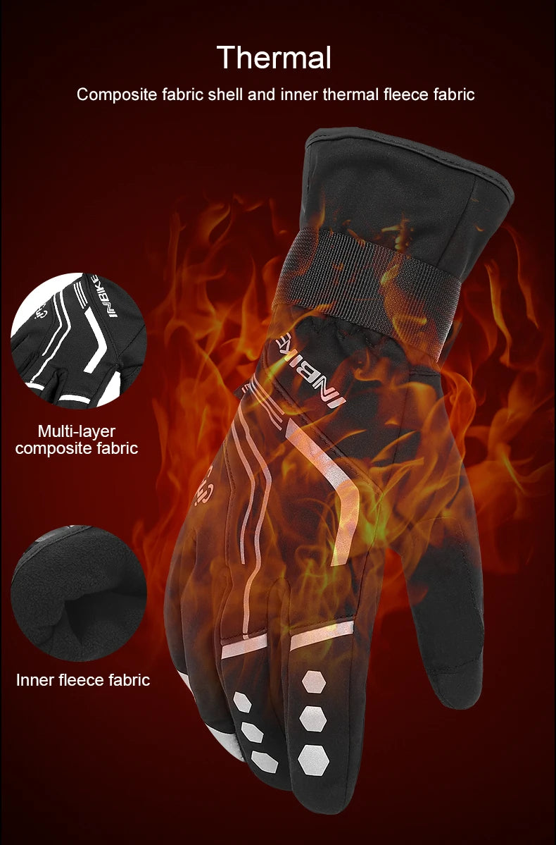 INBIKE Winter Cycling Gloves for Men Women Warm Fleece Biking Glove for Riding Bicycle Gloves Waterproof Touchscreen Accessories