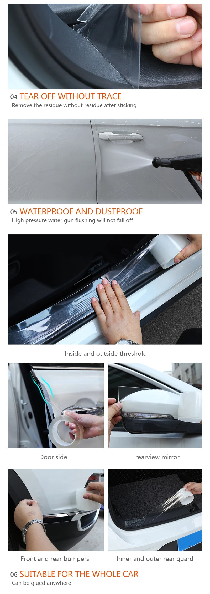 BLALION Transparent Car Door Protector Sticker Anti Scratch Tape Auto Trunk Sill Scuff Protector Film Door Edge Protective