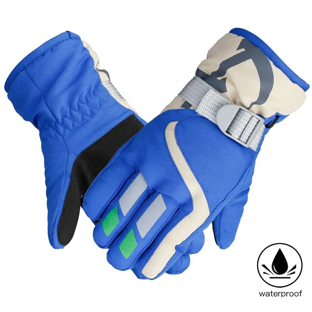 Winter Kids Snowboard Ski Gloves Nylon Non-slip Children Boys Girls Waterproof Cycling Thermal Fleece Warm Snow Gloves