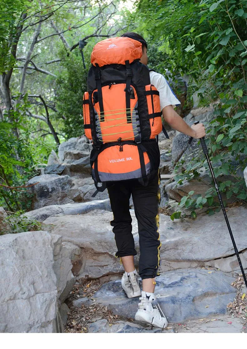 Large 90L Travel Bag Camping Backpack Hiking Army Climbing Bags Mountaineering Sport Bag Outdoor Shoulder Rucksack Men Women