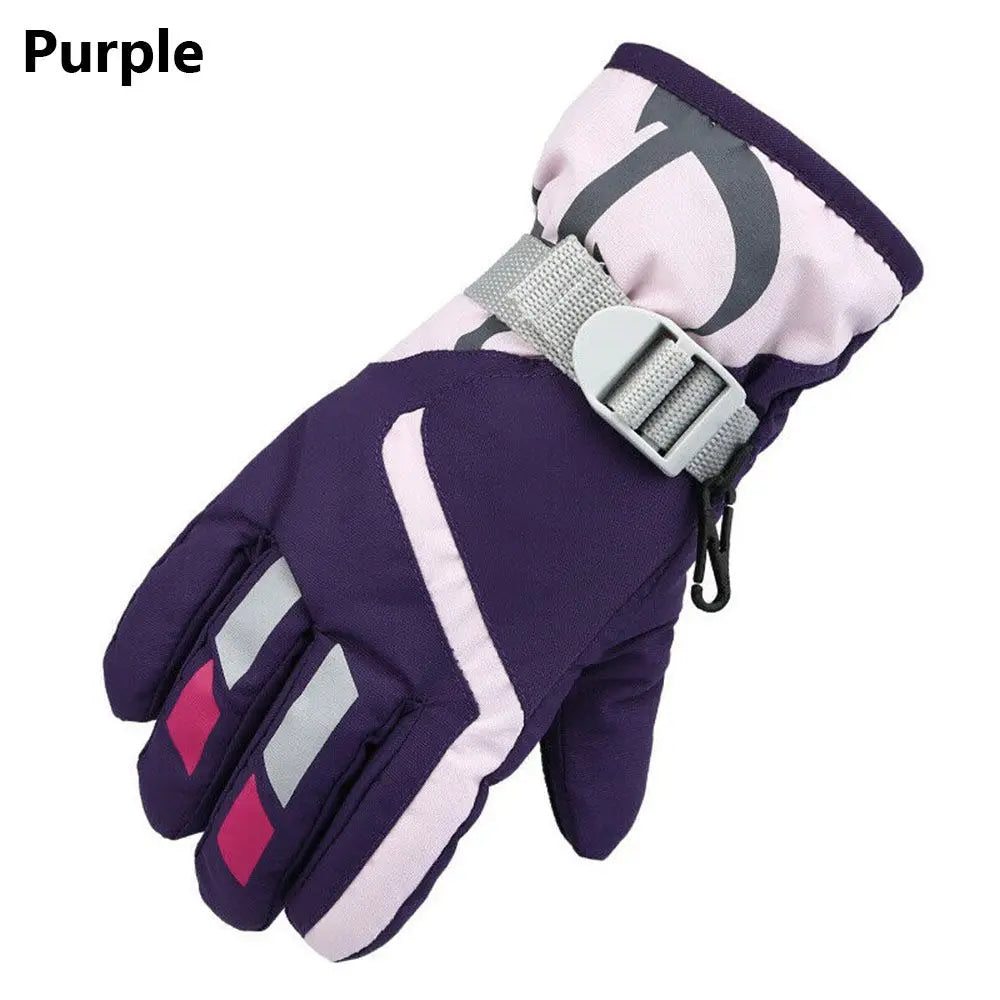 Winter Kids Snowboard Ski Gloves Nylon Non-slip Children Boys Girls Waterproof Cycling Thermal Fleece Warm Snow Gloves
