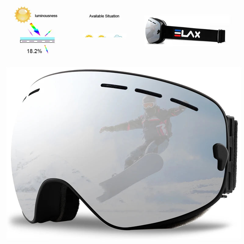 ELAX BRAND NEW Double Layers Anti-Fog Ski Goggles Snow Snowboard Glasses Snowmobile Eyewear Outdoor Sport Googles