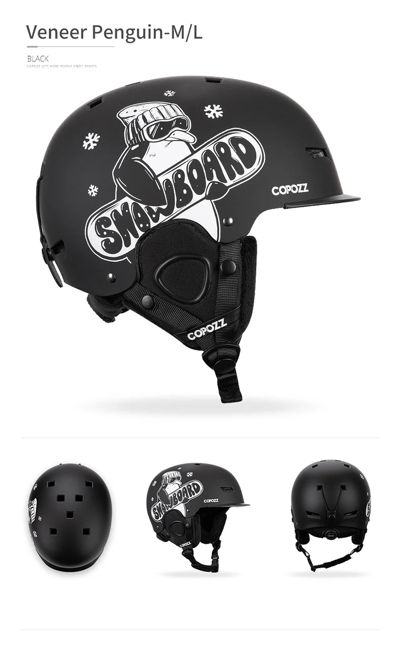 COPOZZ New Ski helmet Cartoons Half-covered Anti-impact Safety Helmet Cycling Ski Snowboard Sports Helmet For Adult and Kids