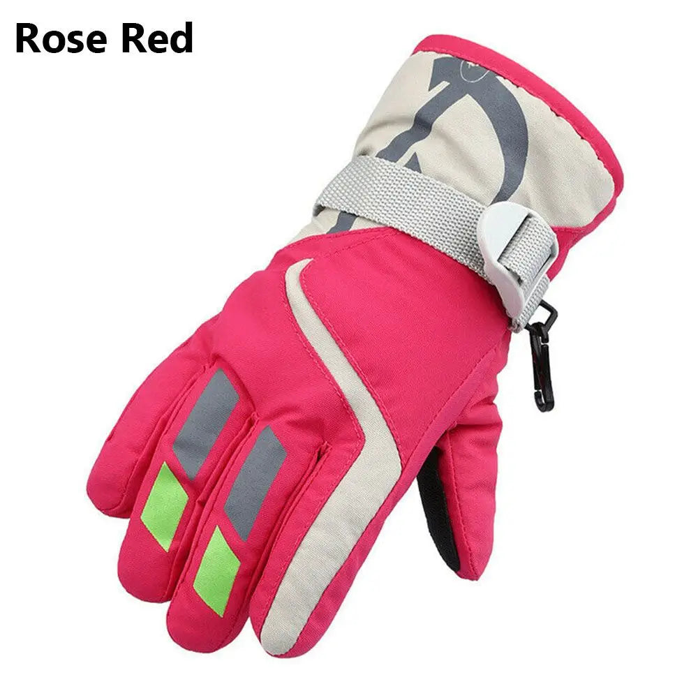 Winter Kids Snowboard Ski Gloves Nylon Non-slip Children Boys Girls Waterproof Cycling Thermal Fleece Warm Snow Gloves