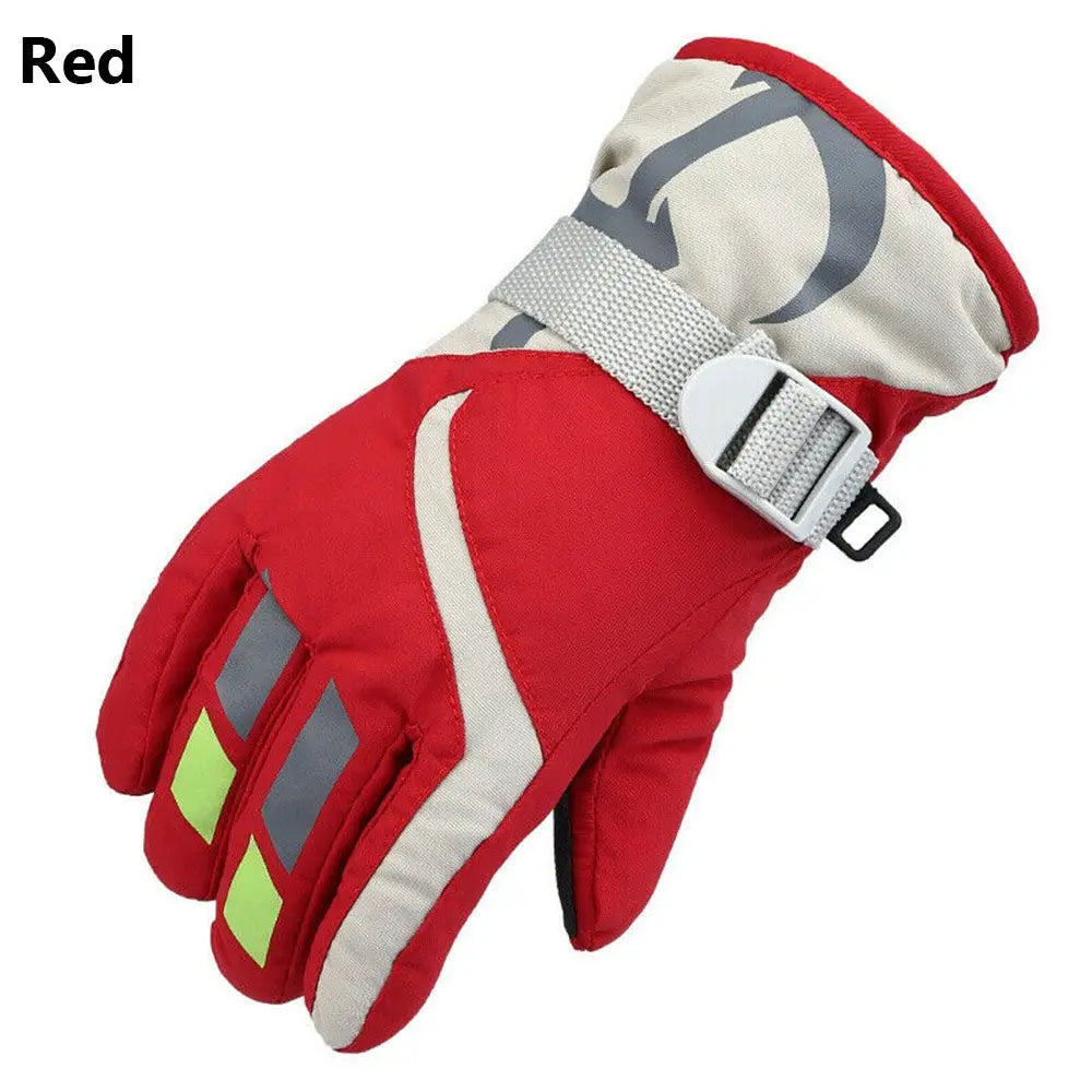 Winter Kids Snowboard Ski Gloves Nylon Non-slip Children Boys Girls Waterproof Cycling Thermal Fleece Warm Snow Gloves