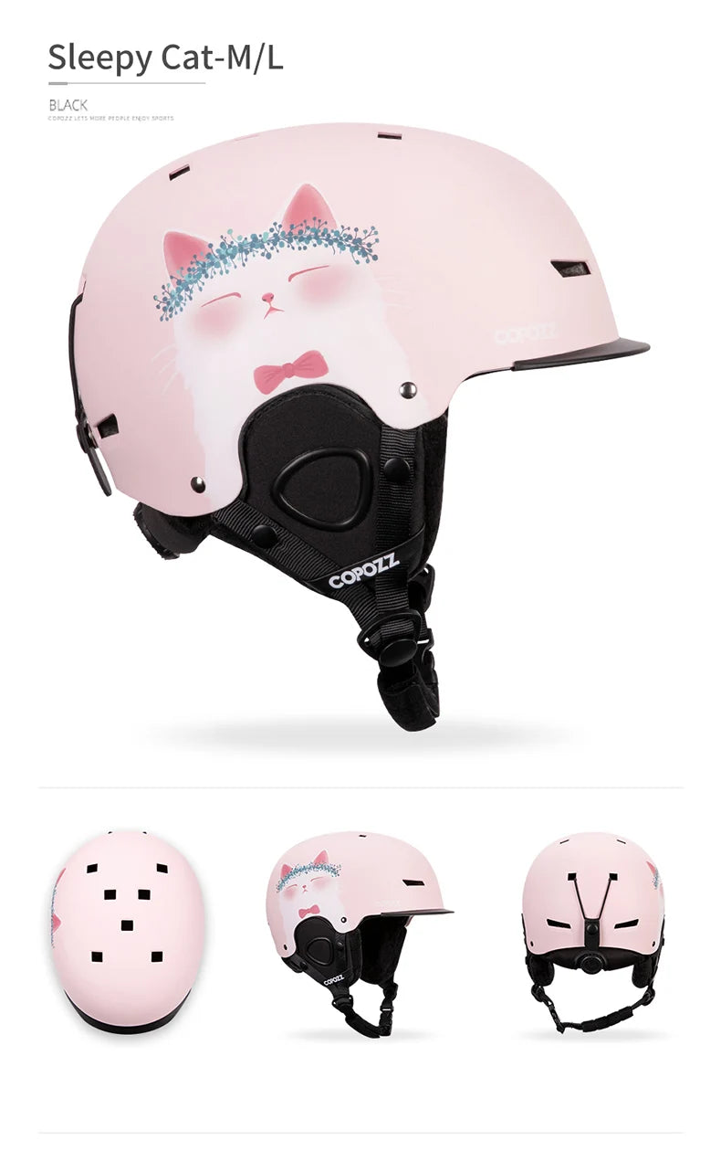 COPOZZ New Ski helmet Cartoons Half-covered Anti-impact Safety Helmet Cycling Ski Snowboard Sports Helmet For Adult and Kids