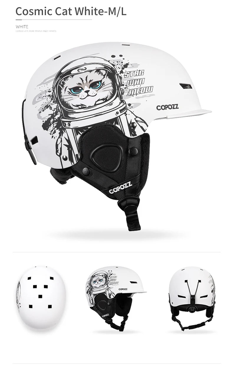 COPOZZ New Ski helmet Cartoons Half-covered Anti-impact Safety Helmet Cycling Ski Snowboard Sports Helmet For Adult and Kids
