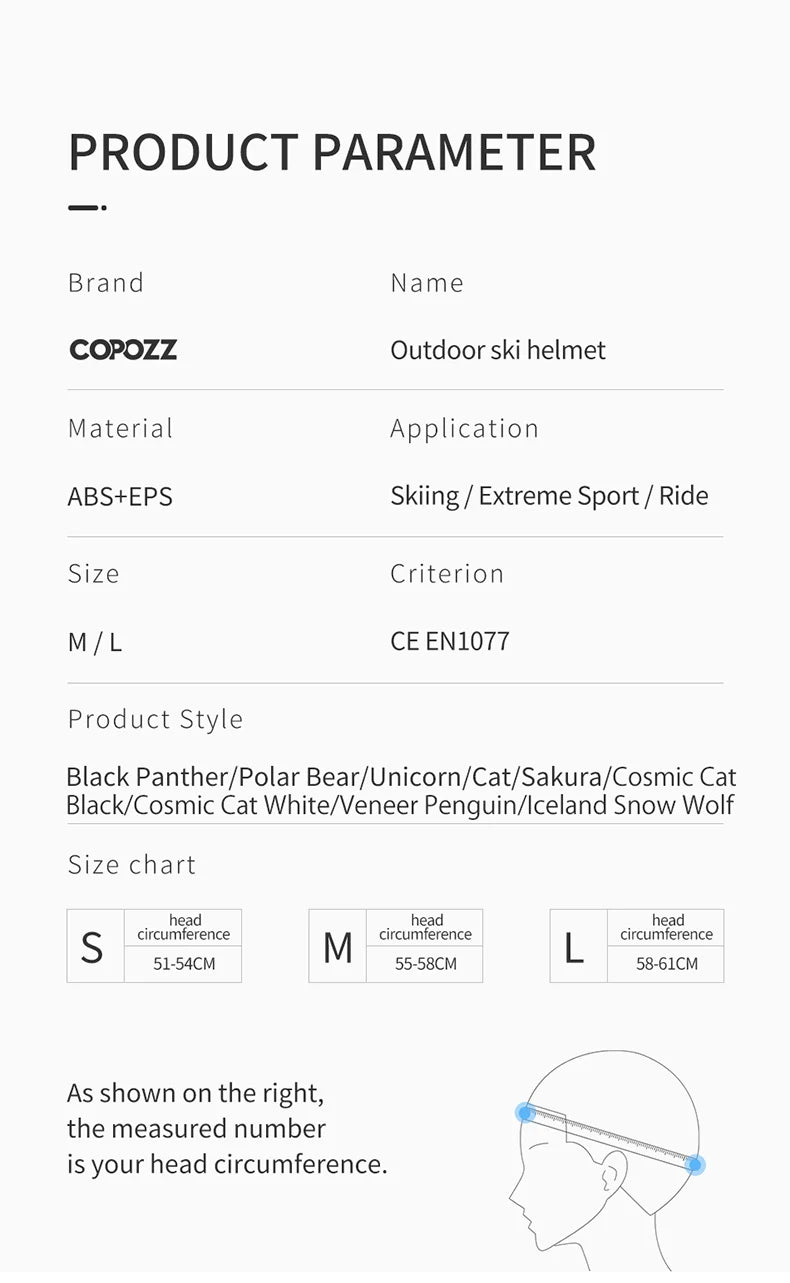 COPOZZ New Ski helmet Cartoons Half-covered Anti-impact Safety Helmet Cycling Ski Snowboard Sports Helmet For Adult and Kids