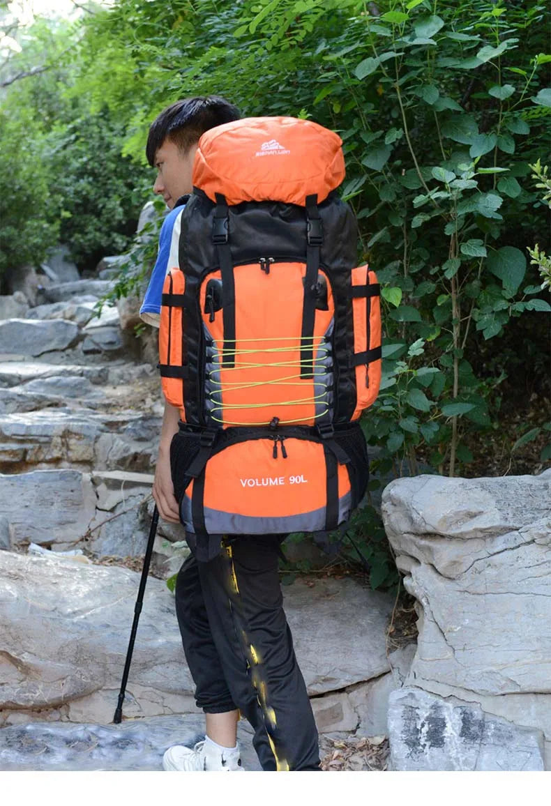 Large 90L Travel Bag Camping Backpack Hiking Army Climbing Bags Mountaineering Sport Bag Outdoor Shoulder Rucksack Men Women