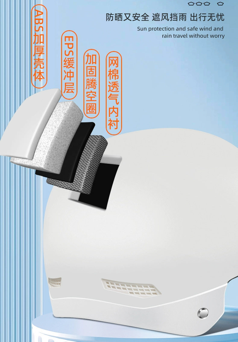 Bicycle Safety Helmet 3C Certified Men's and Women's Adult Children Cartoon Electric Bicycle Motorcycle Half Helmet with Goggles