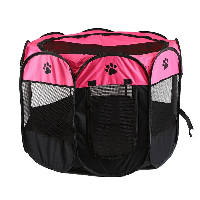 Pink and black pet playpen