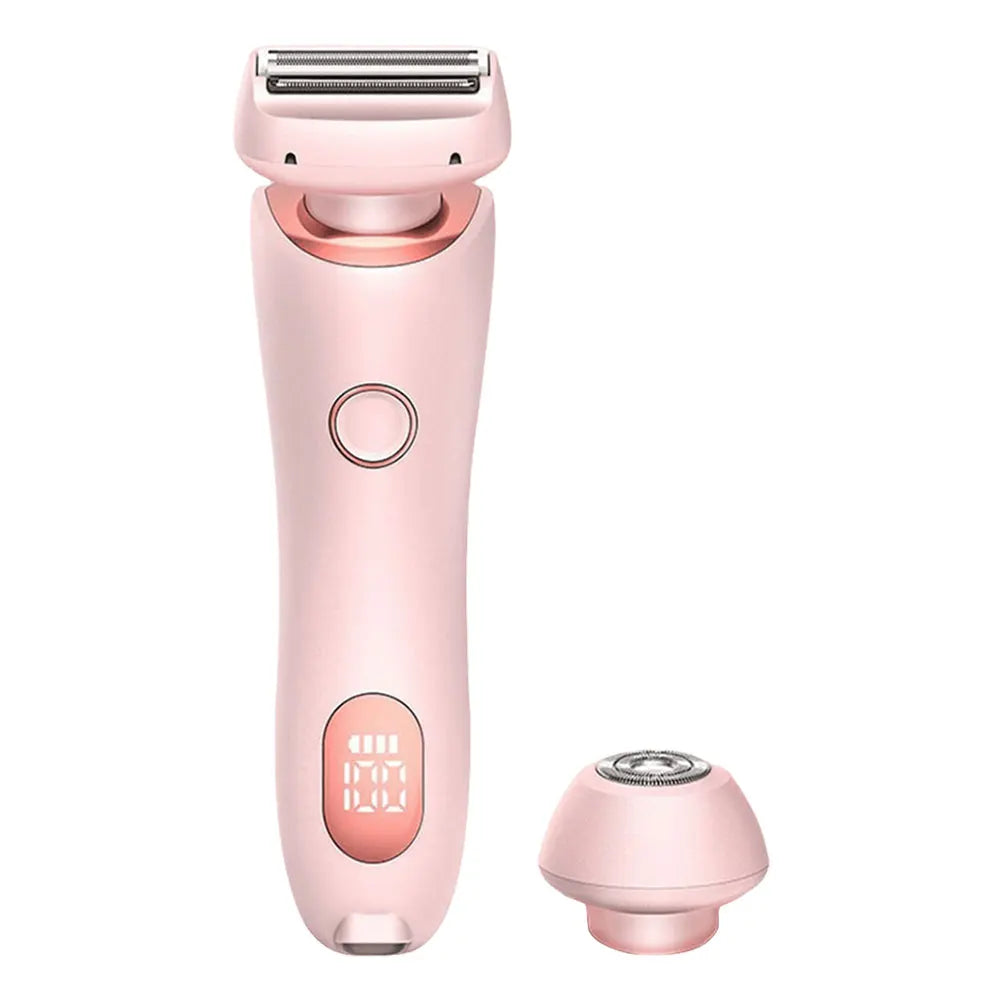 Pink electric shaver with a separate attachment