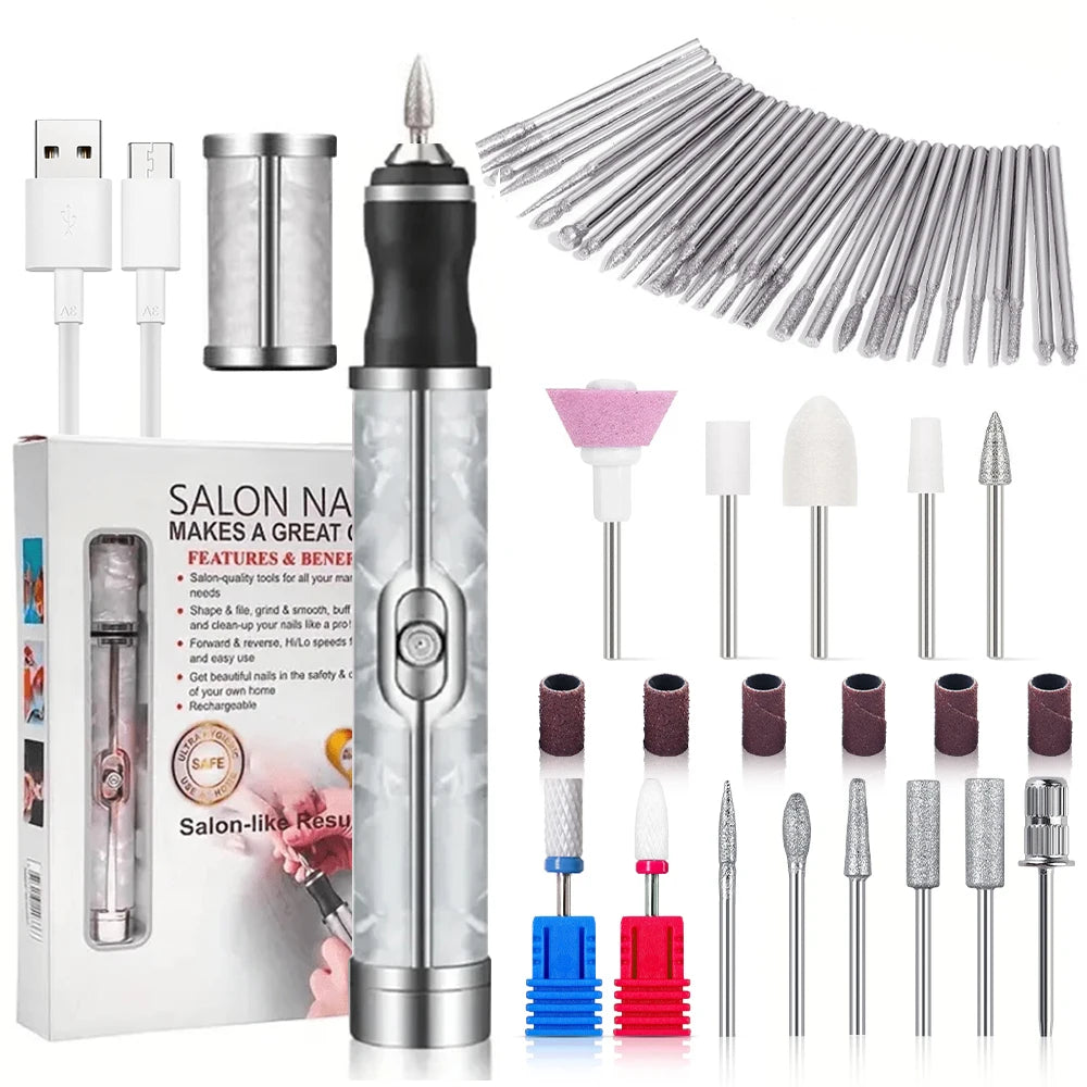LINMANDA Many sets Electric Nail File Portable Manicure Pedicure Polishing Grinding Peeling Nail Drill for Fingernail Toenail