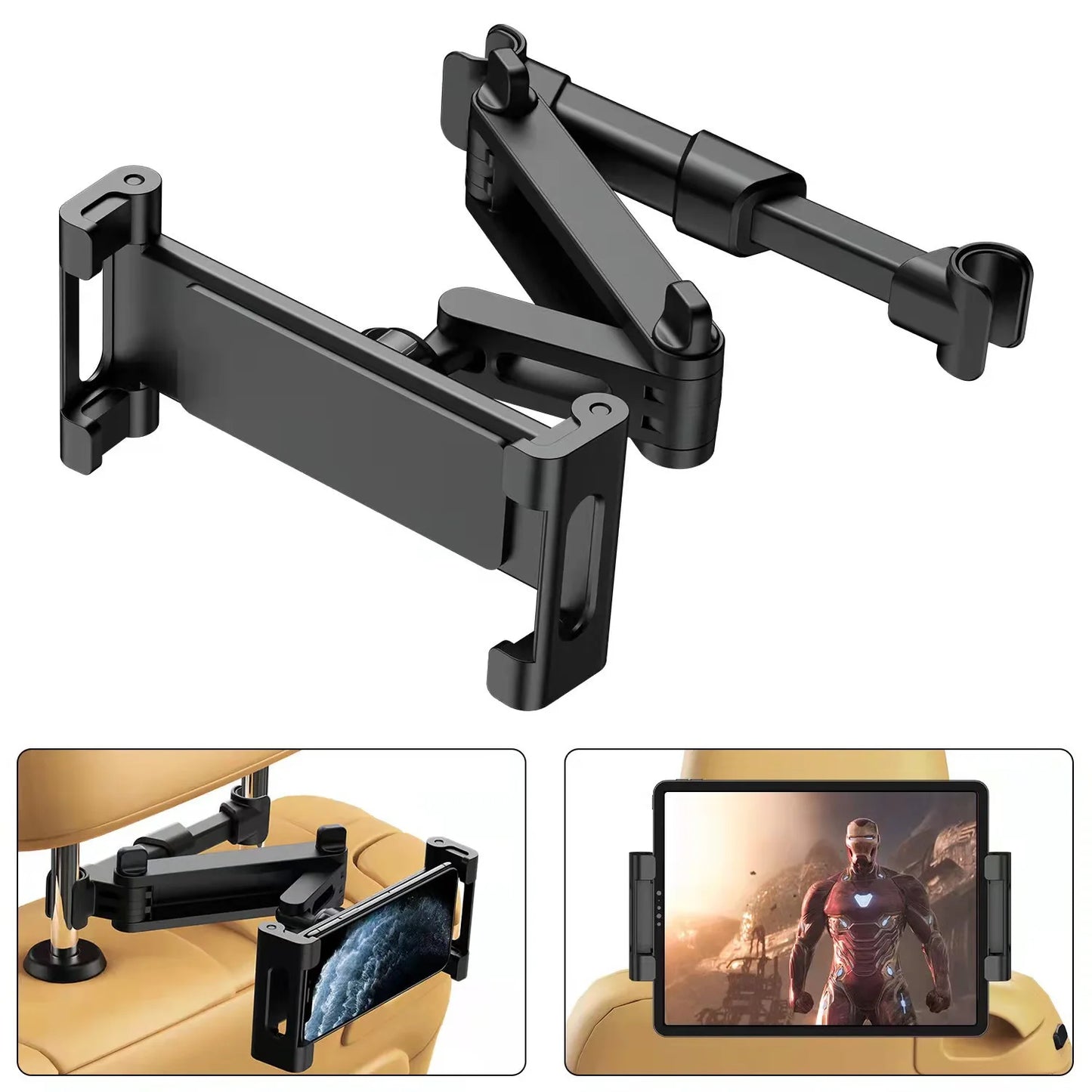 Car Rear Seat Bracket Car mobile phone holder Car rear headrest bracket Snap on flat bracket Automotive interior modification