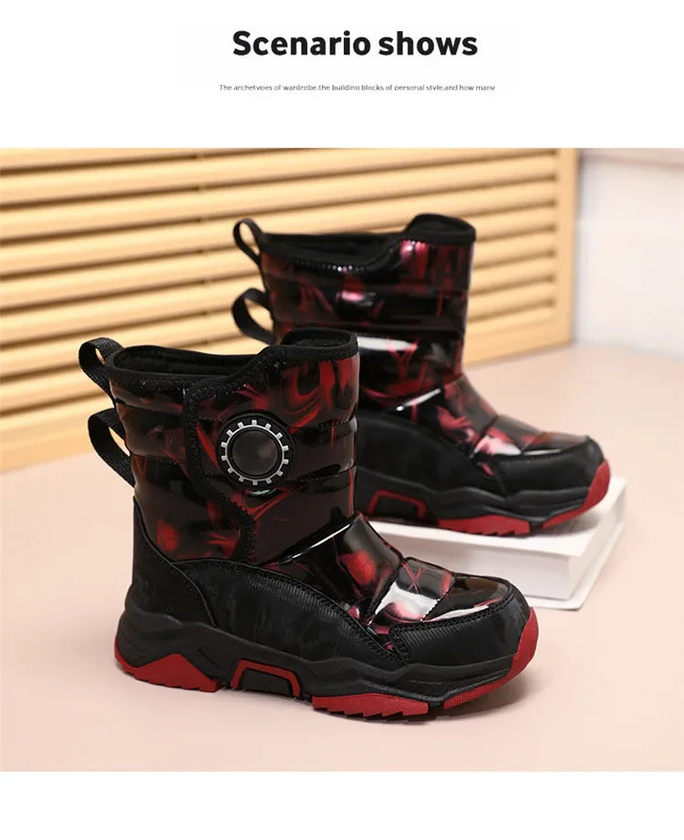 Winter Children's Cotton Shoes Anti-Slip Ice Claw High-Top Waterproof Fleece-Lined Snow Boots for Girls And Boys Hot Sale Of The