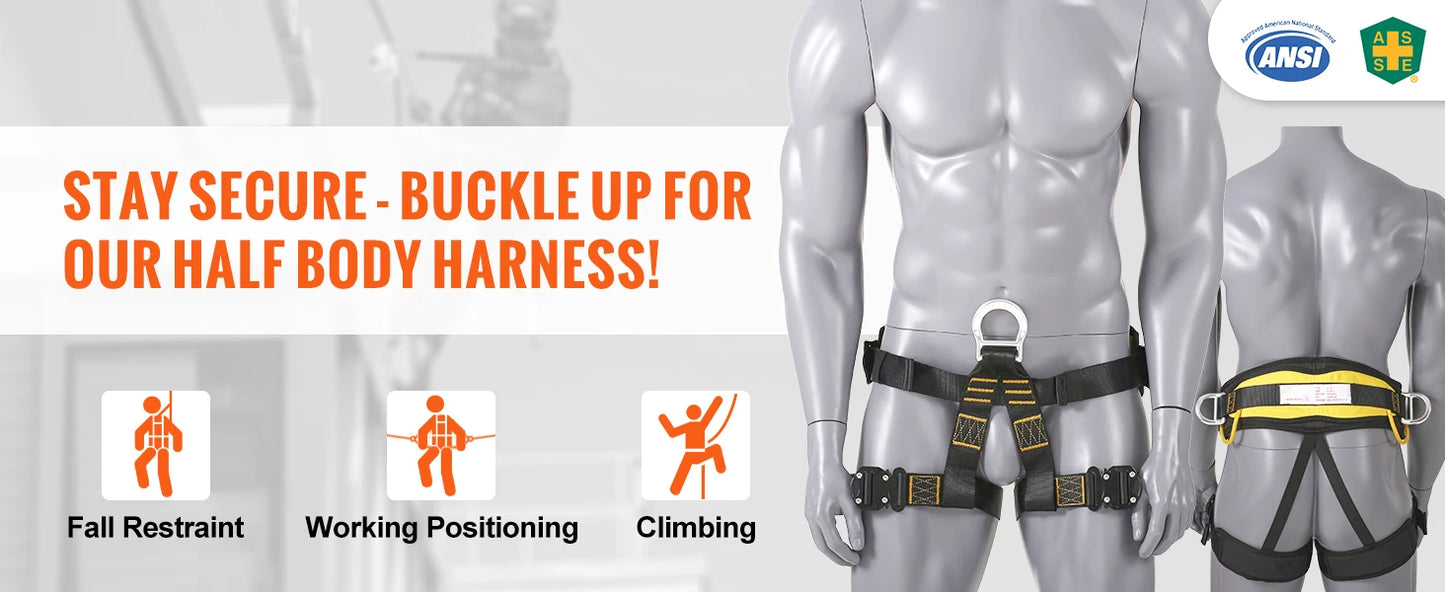 Half Body Safety Harness 340 lbs for Fire Rescuing Caving Rock Climbing