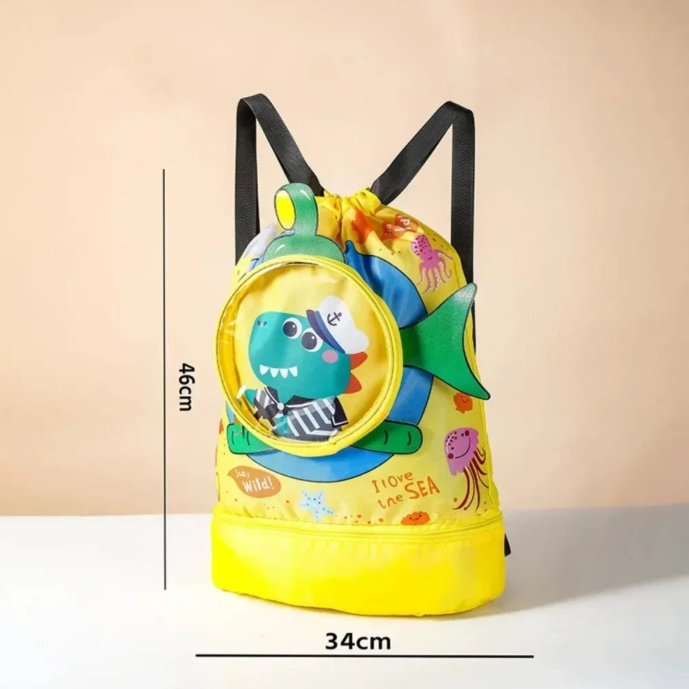 Swimming Bag Kids Waterproof Storage Shoulder Packs Hand Wet Dry Separation Bag Large Capacity Pouch Summer Swimming Backpack