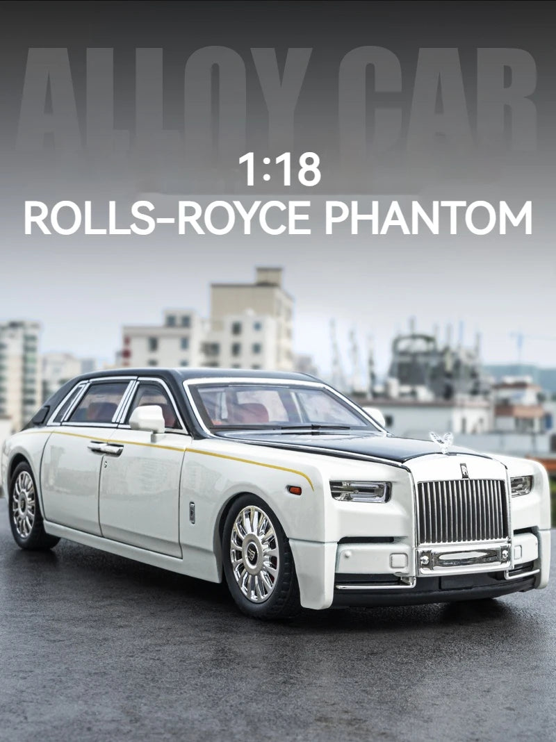 1:18 Rolls-Royce Phantom Model Car, Zinc Alloy Pull Back Toy Diecast Car with Sound and Light, Realistic Modeling Model Toy111