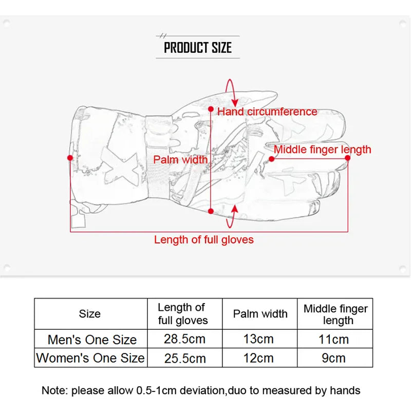 Winter Snowboard Ski Gloves Unisex PU Leather Non-slip Touch Screen Waterproof Motorcycle Cycling Fleece Warm Snow Sports Gloves