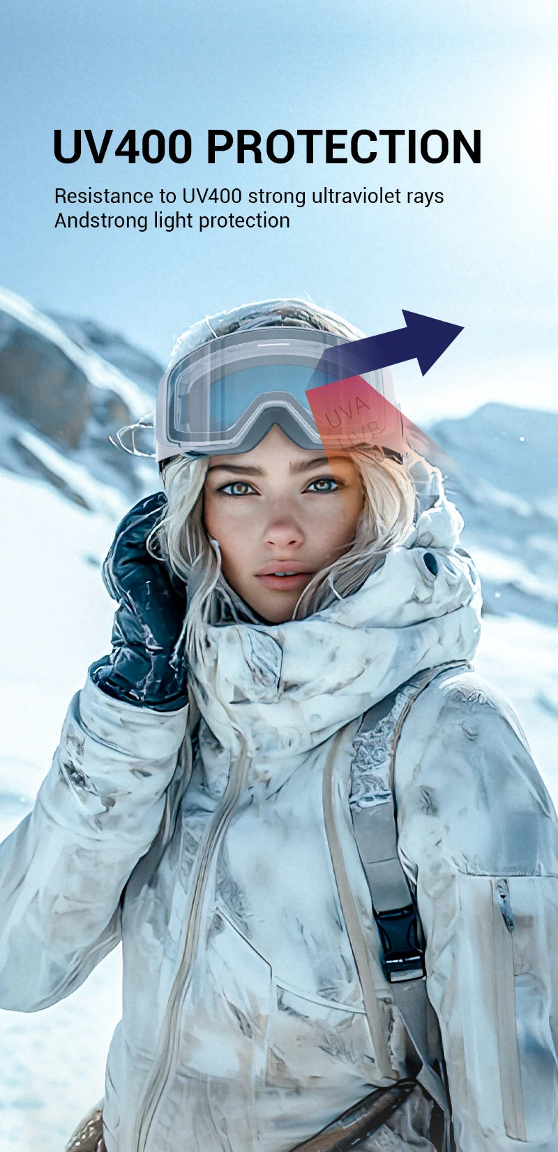 Kapvoe Photochromic Snow Goggles Men Ski Goggles Snowboard Anti-Fog Mask for Women UV400 Protection Glasses Snowmobile Winter